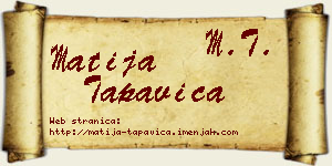 Matija Tapavica vizit kartica